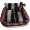 AmiAmarena Cuccia per cani personalizzabile.Cuccia cane in ecopelle e pelliccia ecologica .Lettino per cani, taglia M, 4 stagioni. 2023 (50X60 cm, Marrone)