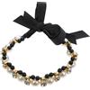 VANZACK Collare Cane con Nastro e Perline, Accessorio Moda per Cuccioli | Decorazione Elegante per Foto, Design Leggero e Unico, Colore Nero, per Uso Quotidiano e Competizioni