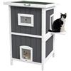 PawHut Cuccia Gatto Esterno in Legno di Abete a 2 Piani, 60x60x90.5cm | Casetta per Gatti da Esterno, Tetto Apribile e Impermeabile