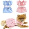 PAIDEFUL Vestito elegante per cani di piccola taglia prendisole a righe gonna estiva cinturino floreale abiti da principessa per cuccioli