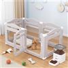 Clevich Recinto per Cani da Interno in Acrilico 60cm, 5 PCS +1 Pannelli con Porta a Chiusura, Recinto per Cani Pieghevole con Ventose, Parco adatto per Appartamento, Grigio Caldo