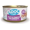 Adoc Naturally Premium, Alimento Umido Complementare per Gatti, Tonnetto con Gamberetti, 24 Lattine da 85 g, in Gelatina, Senza Conservanti e Coloranti