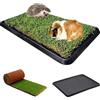 PetZolla Kit M coniglio Petzolla - Cuccia per conigli estiva in Vera Erba con Vassoio Riutilizzabile 92x52 cm, Lettiera coniglio Naturale e Atossica, Tappeto per conigli da interno dura fino a 5 mesi