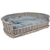 UNUS RM E-Commerce, lettino per cani, cesta in vimini misura S-XL con cuscino grigio, per cani di grande e piccola taglia