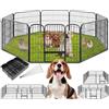 tectake® Recinto per Cani, Cuccioli, Conigli e Animali di Piccola Taglia, Set 8 Pannelli, Recinto da Esterno e Interno, Porta con Doppio Blocco, Pieghevole - Dimensioni Singolo Pannello 60 x 77 cm