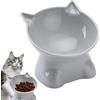 LINGJIONG Ciotola rialzata per gatti - Piatto per gatti anti-vomito adatto ai baffi con inclinazione di 15 gradi, ciotola per gatti piatta rialzata da 5,31 pollici, stazione per acqua o cibo per animali