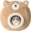 YRTUOP Cuccia per Gatti, Tenda A Forma di Orso per Gatti Casa Morbida E Calda per Interni Grotta in Peluche per Animali Domestici per Interno, Esterno, Soggiorni, Balconi, 40x40x34cm