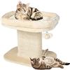 COSTWAY Tiragraffi per Gatti, Albero con Grande Cuccia in Peluche e Sisal, Palla, da Divano in Legno per Gatti Piccoli, Portata 20 kg (Beige)