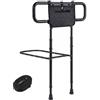 COSTWAY Sponda Letto Pieghevole per Anziani, Altezza/Larghezza Regolabile, Tasca Rimovibile, Maniglie Imbottite e Base a U, Sbarra da Letto con Cintura di Fissaggio, Supporto 136 kg (Nero)