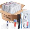 HQSLsund 100 set di kit per l'igiene personale, spazzolini da denti usa e getta con dentifricio, filo interdentale, pettine, sapone e copertura, kit da toeletta per senzatetto in blocco