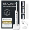 MEGASONEX Spazzolino da denti a ultrasuoni M8, con 2 livelli di vibrazione, inoltre include 4 testine medie