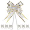 M METERXITY 200-Pz Fiocchi Nastro, 3.74 / 9.5cm Fiocchi Nastro Bordo Dorato Plastica per Confezioni Regalo/Matrimoni/Fiori/Cesti Decorativi, Fiocchi Nastro Raso [Fiocco Regalo Tono Argento]