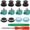 SourceTon Kit di ricambio per joystick analogico da 14 pezzi, compatibile con controller PS5, include 4 levette, 4 tappi, 4 strumenti di leva e 1 cacciavite per la riparazione del controller