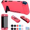 COMCOOL Custodia agganciabile per Nintendo Switch - COMCOOL 3 in 1 custodia protettiva per Nintendo Switch e controller Joy-Con con pellicola protettiva e impugnature per pollice, rosso