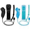 ZeroStory 2 confezioni di controller wireless e Nunchuck per Wii e Wii U Console, Gamepad con custodia in silicone e cinturino da polso (nero e blu)