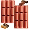 YXHZVON 2 stampi in silicone a righe lunghe, a 9 fori, mini stampi cilindrici lunghi per decorazioni fai da te, fondente, gelatina, muffin (rosso mattone)
