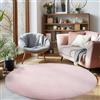 Carpettex Moderno tappeto a pelo corto morbido, unicolore, con retro lavabile, Colore: Rosa, Taglia: 200 cm Rotondo