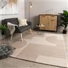 TT Home Tappeto Da Salotto A Pelo Corto Moderno Morbido Peluche Design Astratto Ottica, Colore:Beige Crema, Dimensione:200x290 cm