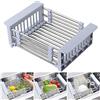 TAOQILE Scolapiatti Multifunzionale Pianale da Cucina Organizer Espandibile Sink Drainer Retrattile Scarico Rack Sink Organizzatore Acciaio Inox (Grigio,Piccolo)