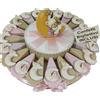 Sindy Bomboniere Torta bomboniere Battesimo Comunione bimba calamite mezzaluna miste + centrale salvadanaio orsetto confetti e biglietti inclusi (20 fette) ULT
