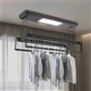 OMGGYER Stendibiancheria da soffitto a montaggio verticale asciugatrice da soffitto in alluminio e acciaio, stendibiancheria elettrico ripiegabile con illuminazione LED e telecomando (nero)
