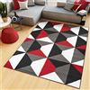 TAPISO Maya Tappeto Soggiorno Pelo Corto Design Moderno Motivo Astratto Geometrico Orientale Tonalità Rosso Grigio Camera da Letto Cameretta Ufficio Salotto Oeko-Tex 130 x 190 cm