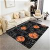Loussiesd Tappeto da basket per soggiorno, 100 x 150 cm, per giochi con la palla, tappeto decorativo per giochi e sport, tappeto nero per ragazzi e ragazze