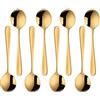SBOMHS Do Buy - Cucchiaio da zuppa, rotondo, in acciaio INOX, 8 pz gold