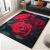Generic Tappeto multiuso in microfibra rosso con Fondo Gommato Antiscivolo Rosa naturale fotografia di fiori Stampa, per ingresso, bagno - Lavabile in lavatrice 80 x 150 cm