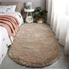 Reyox Tappeto Ovale Moderno Peloso Morbida Soffici Antiscivolo Tappetino a Pelo Lungo per Soggiorno Camera da Letto cammello chiaro 60 x 90 cm