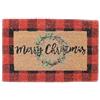 INTRECCI Zerbino Rettangolare Natalizio a Pelo Corto in Cocco: Pulizia Efficace e Sicurezza Antiscivolo per l'Esterno, Tappetino Ingresso Addobbi di Natale (40x60 cm, Tartan Merry Xmas)