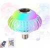 Generico Lampadina musicale RGB Bluetooth con altoparlante Bluetooth integrato, lampadina con cambio colore, telecomando, controllo tramite cellulare, per casa, feste, effetti scenici (1pc)