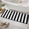 Sivilife Tappeto runner a righe bianche e nere, lavabile, antiscivolo, per pavimento del bagno, assorbe l'acqua, lungo tappeto da bagno geometrico, morbido, runner per bagno, doccia, vasca da bagno