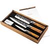 Forged Olive - Set di 3 coltelli realizzati a mano, in scatola di legno