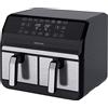 Sencor Friggitrice ad Aria Air Fryer, Doppio Compartimento, Tecnologia di Circolazione d'Aria ad Alta Velocità, Controllo Tattile, Pronta in 3 Minuti, 1700W, Capacità Totale 8L, Colore Argento