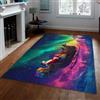 BYLEEHOMED Tappeto per slitta da Babbo Natale e Aurora 200x300cm Tappeto per scena notturna di fantasia natalizia per soggiorno Tappeto sottile lavabile in lavatrice per grandi aree