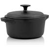 BBQ-Toro Padella in ghisa | Nero | Padella in ghisa - Braciere con coperchio (4,0 litri)