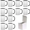 AL PRODUCTION Set Tazze per Sublimazione in Ceramica Bianca 330ml - Tazza Mug di Categoria AAA inclusa di Scatola per Gadget e Personalizzazioni - Made in Italy (Nero, 12 Unità)