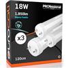 Eurocali Tubo LED 120 cm 18W in VETRO 1850 lumen Bianco Freddo 6500K - Sostituzione Neon T8 - Pacco da 3 tubi