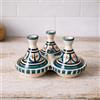 Generico Mini Tajine Triplo Porta Spezie in Ceramica Terracotta Marocchina di Safi - Eleganza Artigianale 3012250804 Tunisia Turchia Etnico del Modno