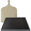 LITHOS MATERIE Piastra in pietra lavica Etnea + Tagliere/pala omaggio-ollare, refrattaria per barbecue a gas, forno elettrico per pizza, pane, bistecchiera carne grigliata (40 x 40 cm3)