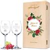 GRAVURZEILE Leonardo - Calici da Vino Personalizzabili per Nozze d'Oro, Regalo per 50 Anni di Matrimonio, con Scatola in Legno Stampata Vintage