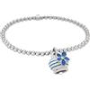 Chantecler / Non Ti Scordar di Me / bracciale pallinato elastico con ciondolo campanella micro / argento, smalto bianco e turchese / misura S - 40734 S