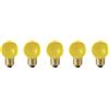 AMARCORDS - 5 Lampadine Led da esterno resistenti all'acqua, luce calda 2700K, vetro GIALLO tipo globetta, E27, 1W