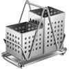 Kivivaka Portaposate in acciaio inox con fori di drenaggio, per bacchette, forchette, cucchiai, 13 x 21,5 x 10 cm (con vassoio)