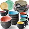MIAMIO - Stoviglie ceramica 24 pezzi - Oasis | Servizio da tavola in gres per 6 persone, piatti grandi e piccoli, ciotole e tazze, lavabile in lavastoviglie