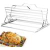 Générique Supporto per tacchino a forma di V - arrosto da pollo regolabile da 35 cm, supporto in acciaio inossidabile, attrezzatura per arrostire la carne di pollame e arrostire