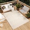 TAPISO Viera Tappeto Salotto Esterno Pelo Corto Outdoor Indoor Effetto 3D Geometrico Crema Beige Oeko-tex Terrazza Balcone Sala Camera Soggiorno 140 x 200 cm