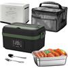 Yiijode Ciotola riscaldante con batteria, 1L rimovibile in acciaio inossidabile, Lunch box riscaldante con riscaldamento programmabile, Lunch box elettrica ricaricabile per viaggio, ufficio, scuola, auto (C)