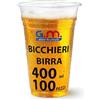 G.M. DISTRIBUZIONE 100 Bicchieri Birra da 400ml in PP Trasparente, Bicchieri Usa e Getta per Birra tacca 3cl, Bicchieri Monouso per Bar e Lounge Bar